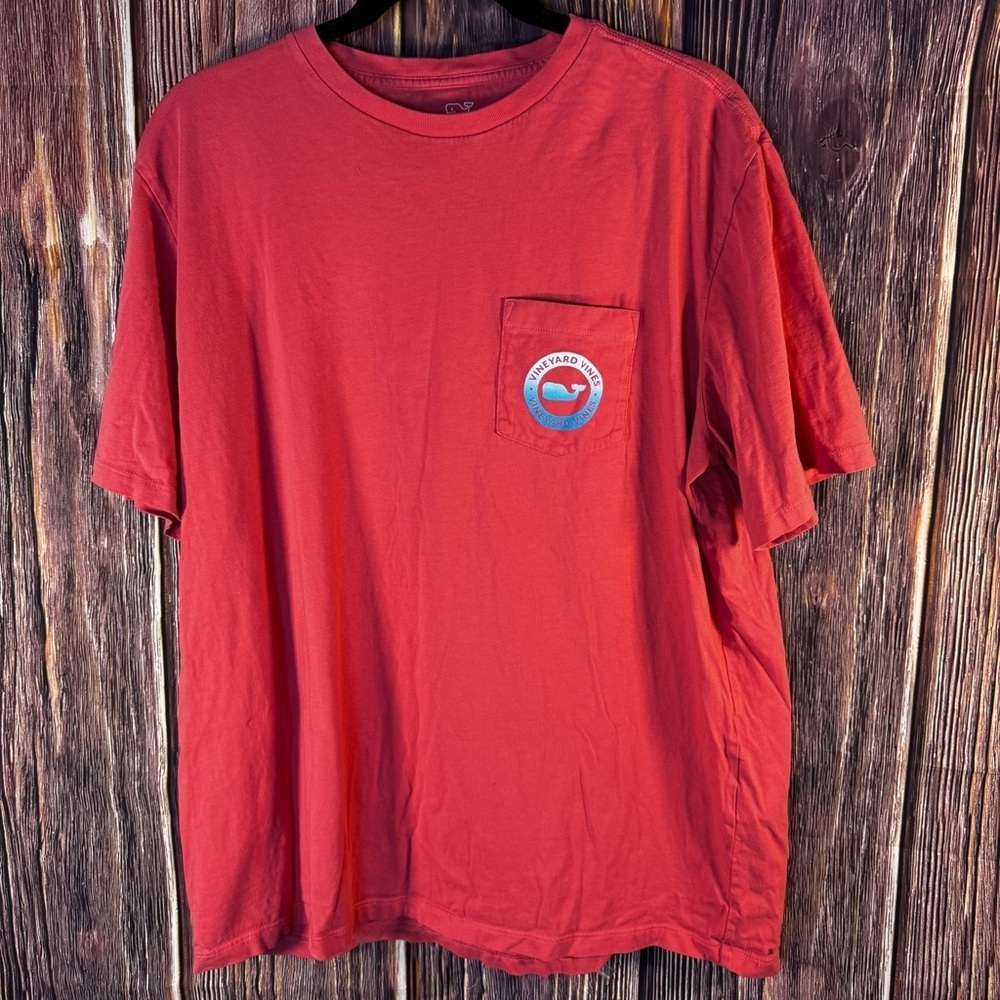 Vineyard Vines Coral Cotton Tee Ombre Whale Size L - Picture 3 of 7